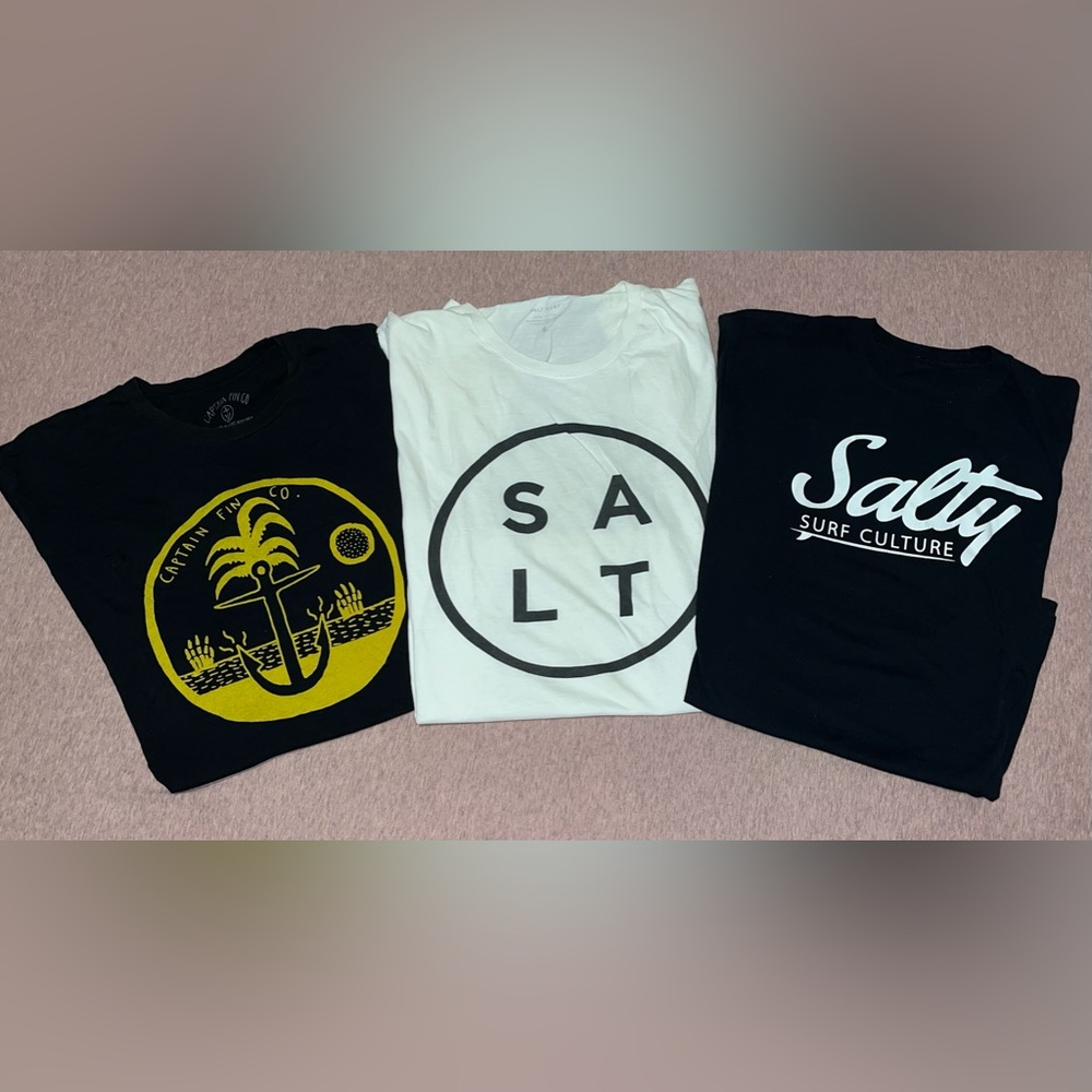 Lot of 3 Surf Surfing Tees Tshirts - Salt Surf, Captain Fin, Salty